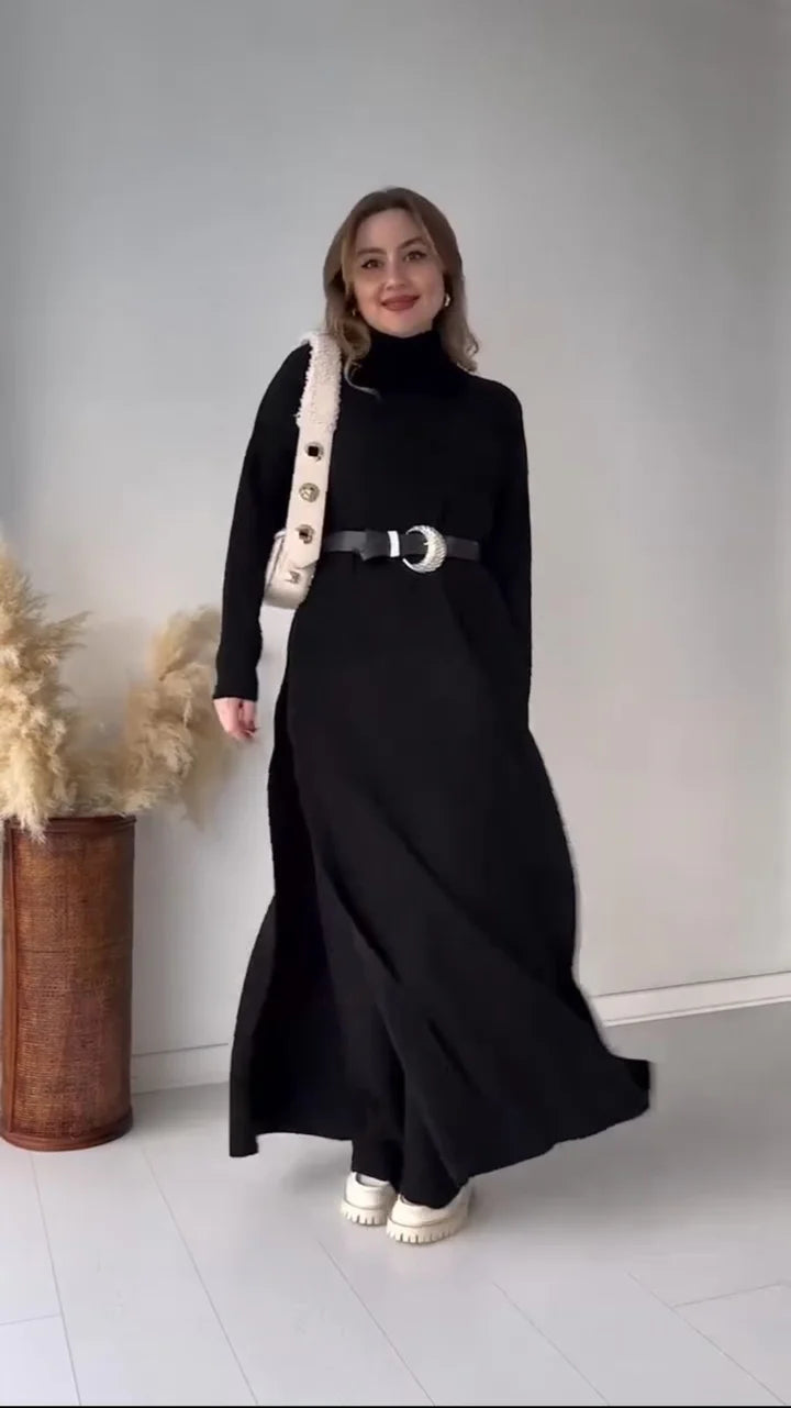 Winter ribb lining long maxi suit