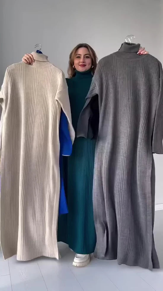 Winter ribb lining long maxi suit