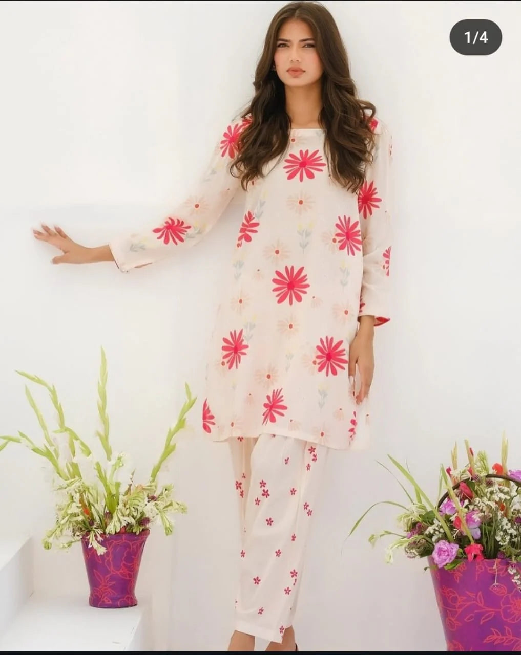 Floral Self Printed Pinky