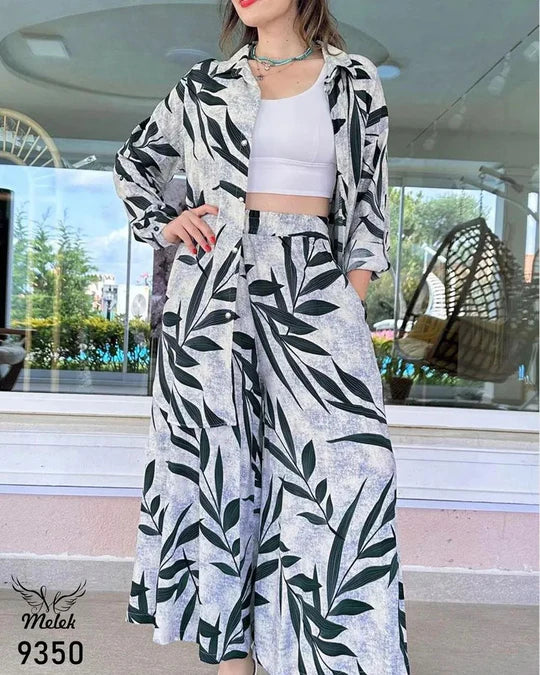 2 pcs leaves Printed Co-ord Set