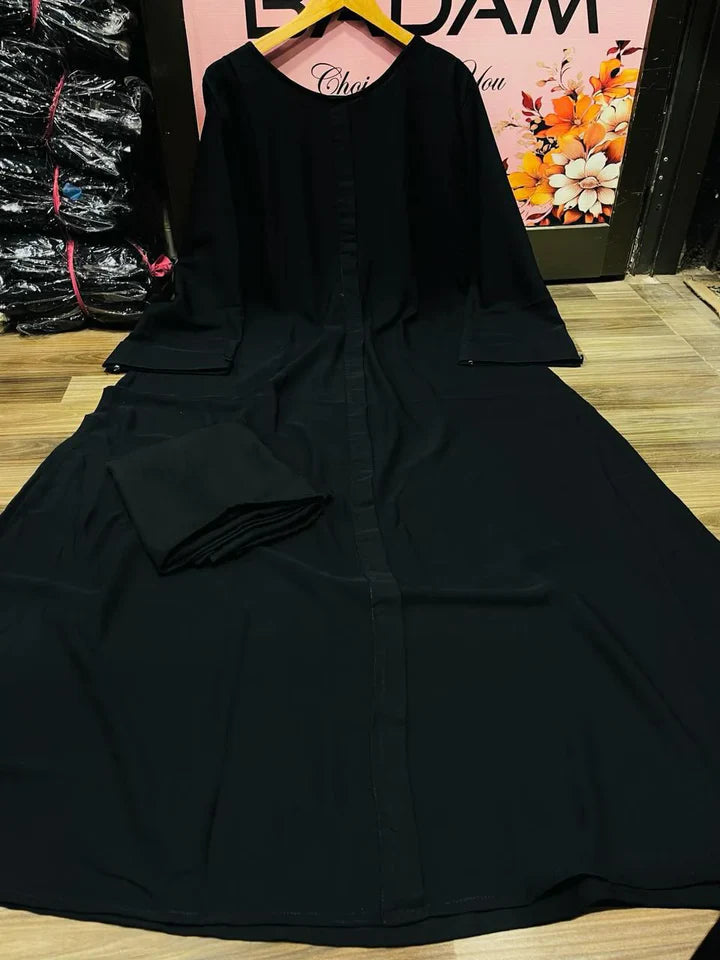 Black Classic Abaya With Stoller