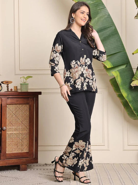 Black Floral Co-ord Set