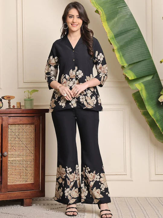 Black Floral Co-ord Set