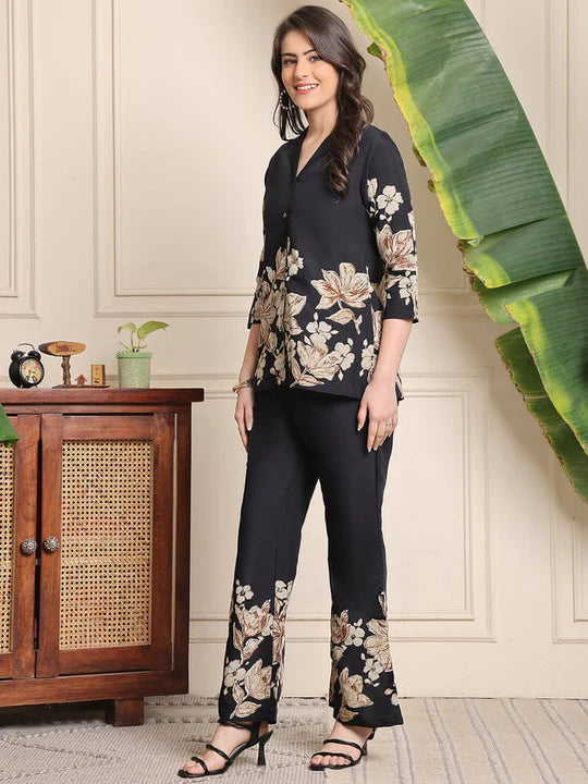Black Floral Co-ord Set