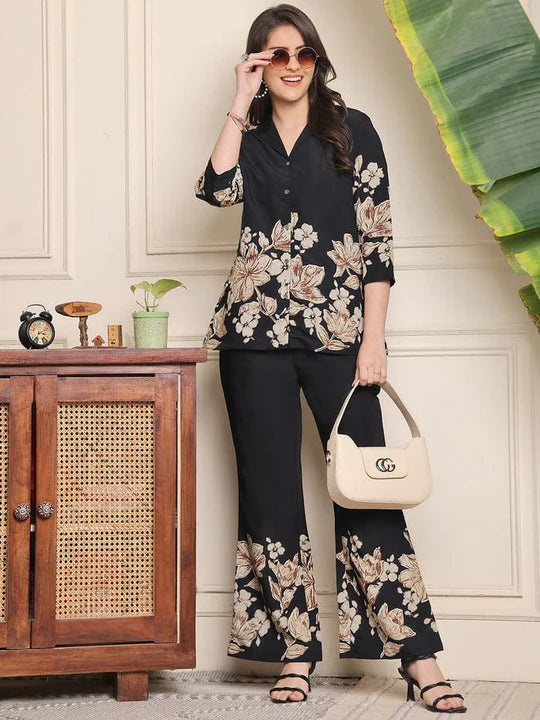 Black Floral Co-ord Set