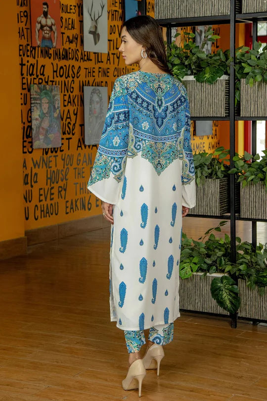 Blue Paisley Long Dress