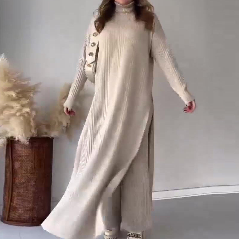 Winter ribb lining long maxi suit