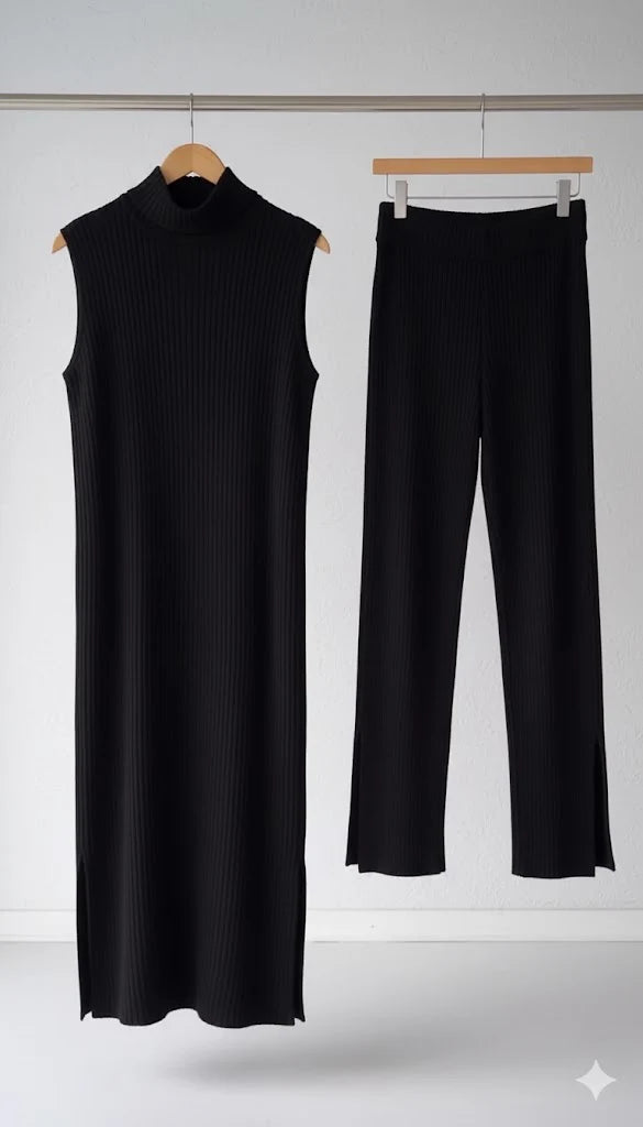 Winter ribb lining long maxi suit