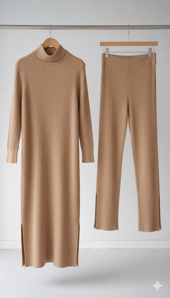 Winter ribb lining long maxi suit