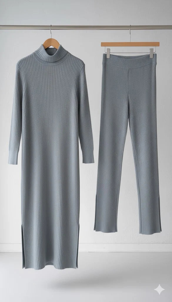 Winter ribb lining long maxi suit